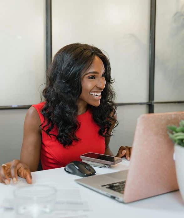 business woman on a zoom call